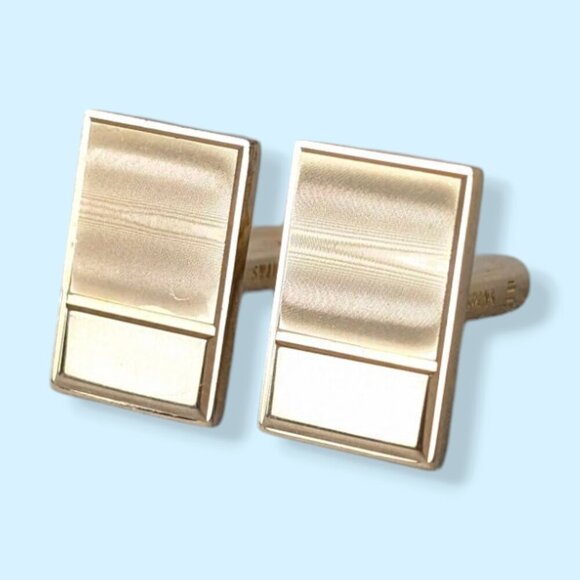 Vintage Swank Polished Rectangle Cufflinks - Picture 1 of 6